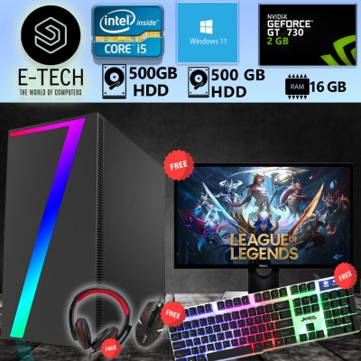 Refurbished Gaming PC Computer Intel Quad Core i5 1TB 8GB 2GB GT730 19" Win11 