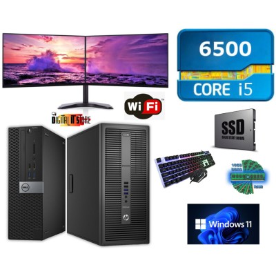 Refurbished Dell HP PC/Crei5 6th Gen/Dual Monitor 2X19" 16GB/480GB SSD/Gaming/WiFi 